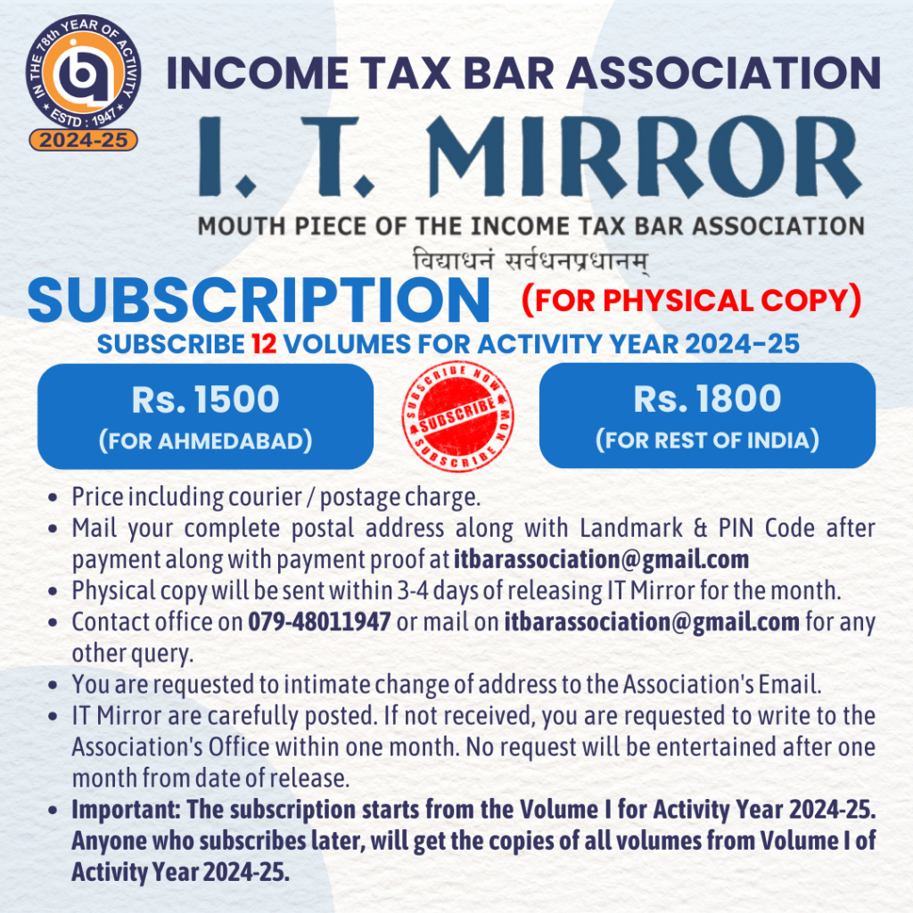 Subscription for IT Mirror (Physical Copy) Activity Year 202425 ITBA
